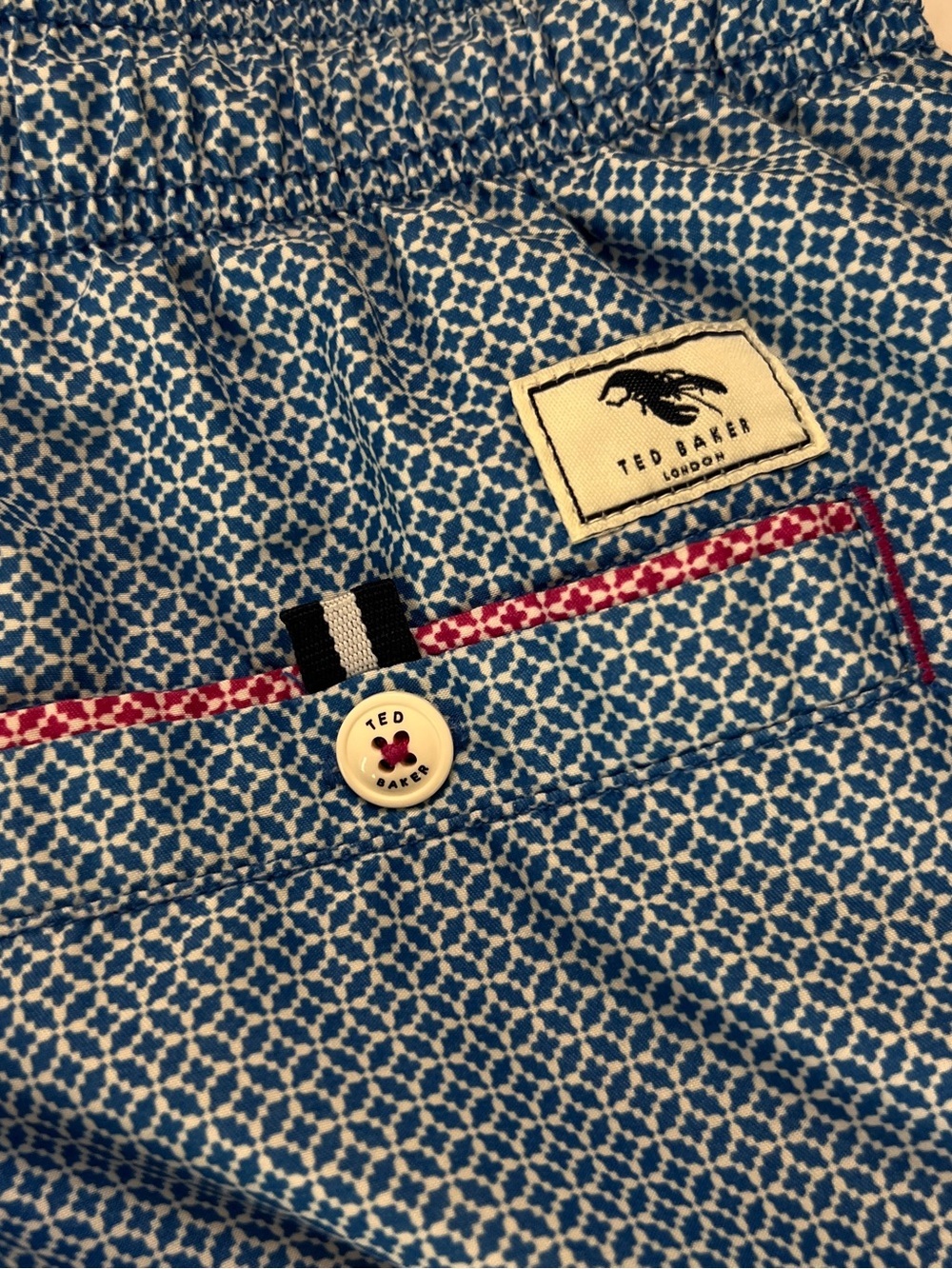 Ted Baker London The Worlds Your Lobster Swim Trunks Blue White Size 5 Large - Picture 9 of 10